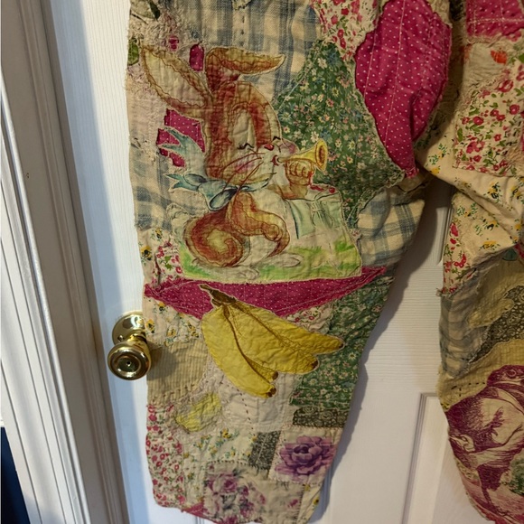 Magnolia Pearl Patchwork Pants - rabbits, elephants and bananas!  OSFM EUC. - Picture 6 of 13